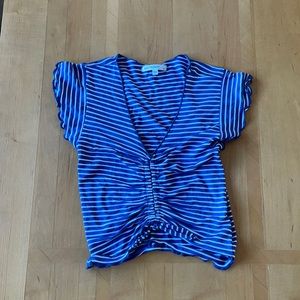 Blue and white striped top
